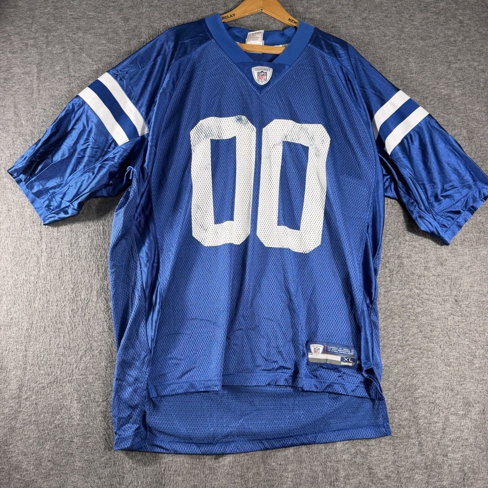 Indianapolis Colts #00 NFL Equipment On Field Reebok 100% Nylon Jersey XL Blue
